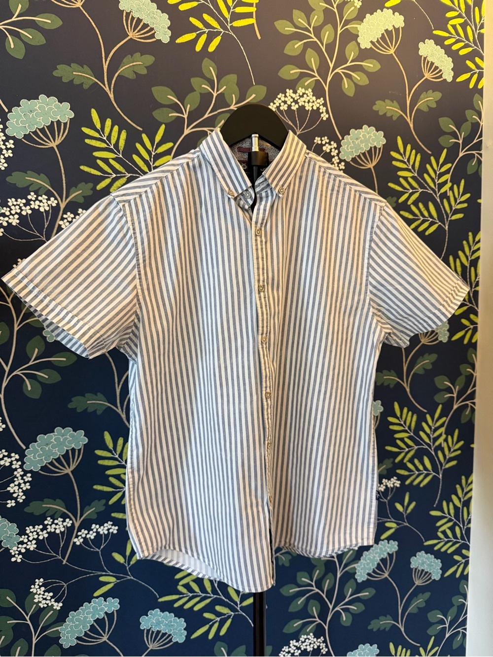Denim & Flower Ricky Singh Slim Fit Striped Button Down Shirt Men’s M Blue